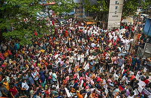 PTI : Junior doctors protest against the alleged rape and killing of a trainee doctor, at RG Kar Medical College and Hospital in Kolkata